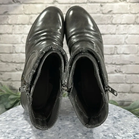Life Stride Watchful Grey Faux Leather Round Toe Ankle Zip Boots WMS 8.5/9M✨EUC✨ - Picture 7 of 13